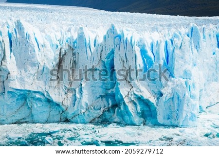 Steep slope of glacier Perito Moreno (Glaciar Perito Moreno) located in national park Los Glyacious. Patagonia, Argentina