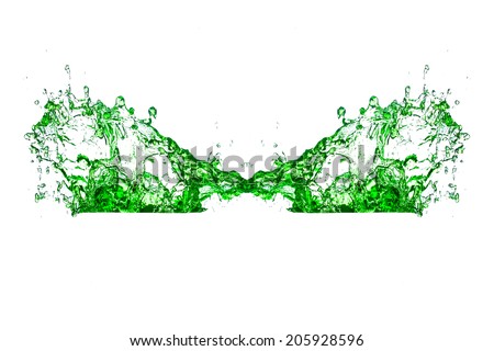 green water splash on a white background.
