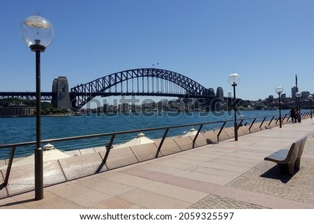 Walkway looking out to Sydney Harbor Bridge