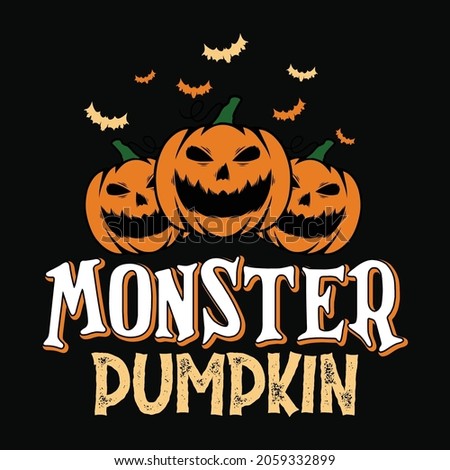 Monster Pumpkin Halloween SVG T-shirt Design. Make your Halloween party with a new creative design.