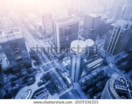 Aerial photography of modern urban architectural landscape of Su
