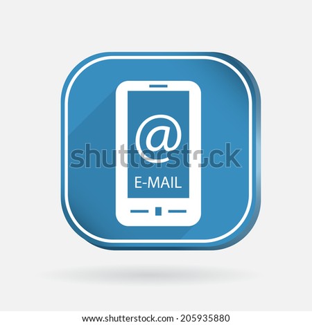smartphone with the symbol mail. Color square icon with shadow