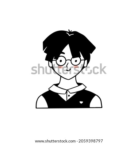  Cute children portrait, boy user icon, flat design. Teen or kid avatar, cartoon illustration in vector. Isolated on white background.