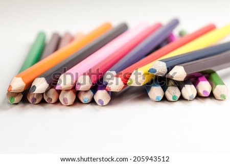 color pencils on white ,whit different colors