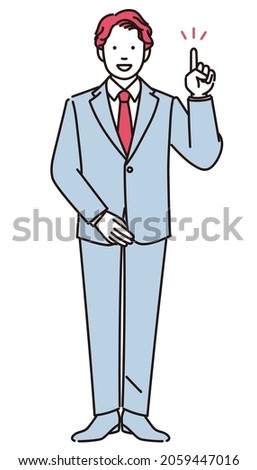 Simple full body illustration of a businessman giving an explanation.It is a vector data which is easy to edit.