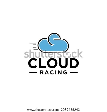 illustration abstract cloud logo design vector graphic icon symbol fast move race helmet bike motor cycle concept idea web data business technology internet