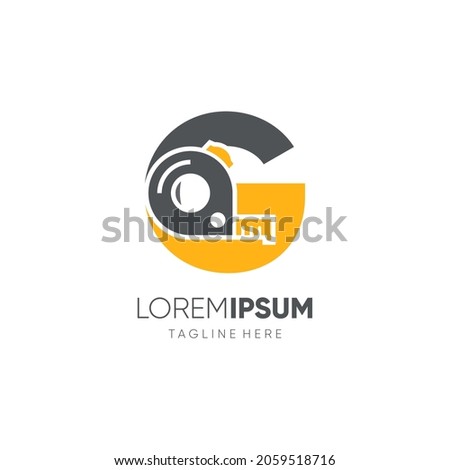 Letter G Roll meter or Measuring Tape Logo Design Vector Graphic Icon Emblem Illustration Background Template