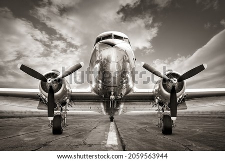 historical aircraft on a runway ready for take off Royalty-Free Stock Photo #2059563944