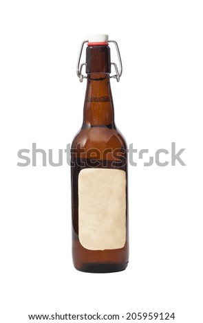 Beer bottle isolated white background
