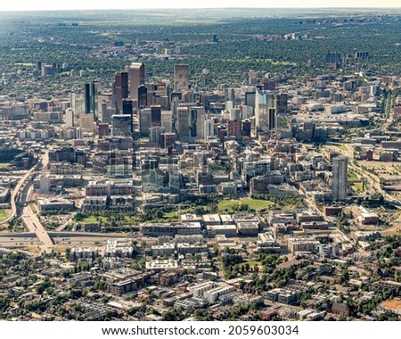 Aerial view of the city of Denver Colorado