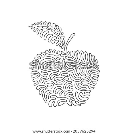 Continuous one line drawing apple fruit fresh appetizing delicious food. Healthy food single object. Organic natural food. Swirl curl style concept. Single line draw design graphic vector illustration