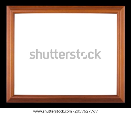 empty brown wooden picture modern frame or square wood on black wall and white background in frame isolated