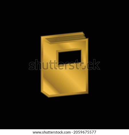 Book Education Tool gold plated metalic icon or logo vector