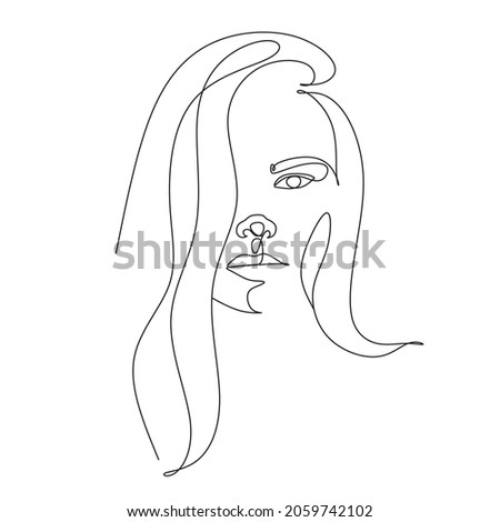 Woman face continuous line drawing. Woman Line art vector.  Abstract minimal woman portrait. Logo, icon, label. Salon logo