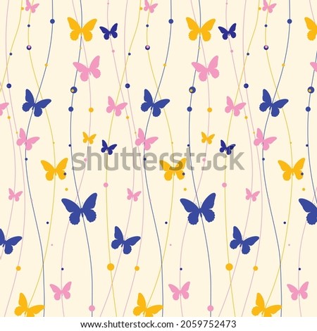 Colorful Butterfly Pattern In Pink Blue Yellow Color