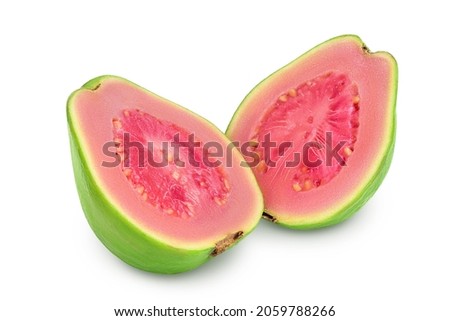 Guava fruit isolated on white background with clipping path and full depth of field