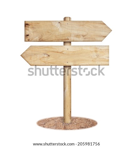 Wooden sign on ground isolated 