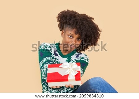 beautiful woman who will have a gift for christmas, new year
