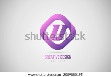 pink U alphabet letter logo icon. Creative design template for company 