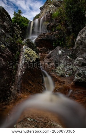 waterfall with beautiful fall in the serra do cipó national park in the state of minas gerais, brazil