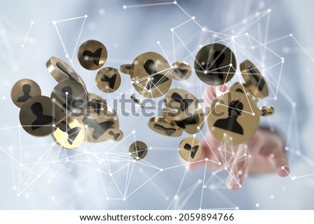 A human hand showing internet net and data digital concept teamwork