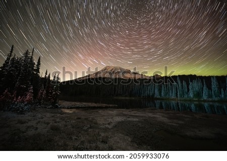 Star Trails And The Northern Lights In Mt Rainier National Park