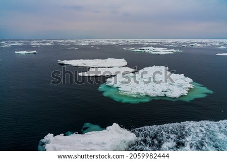 The floating ice of Okhotsk Sea