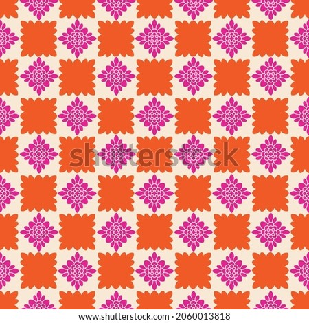 RETRO trendy seamless pattern with fuchsia orange