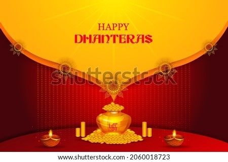 easy to edit vector illustration of decorated Diwali holiday background for Happy Dhanteras