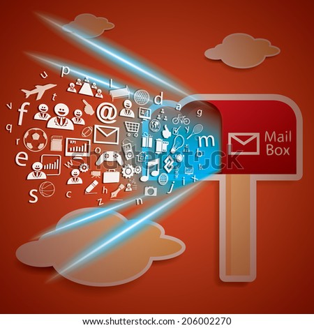 The abstract of Network Connectivity to mail box concept vector