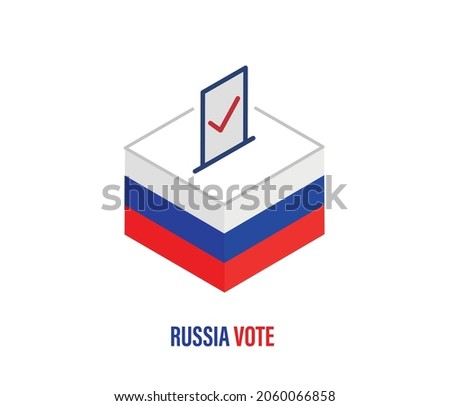 Vector design of ballot box with russia flag colors.
