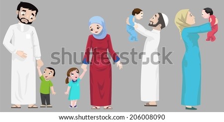  Arabs- Hanging Out With Children-vector