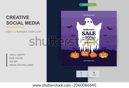 Halloween social media post set. Perfect for social media posts, background, and web banner internet ads. Halloween Design Elements.