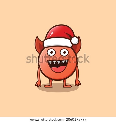 Cute of Christmas Orange monster. Isolated on orange background