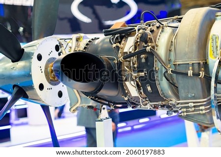 Turboprop engine. Installed on aircraft for various purposes. Royalty-Free Stock Photo #2060197883