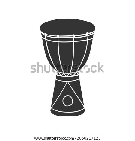 Djembe Instrument Icon Silhouette Illustration. Tribal Music Vector Graphic Pictogram Symbol Clip Art. Doodle Sketch Black Sign.