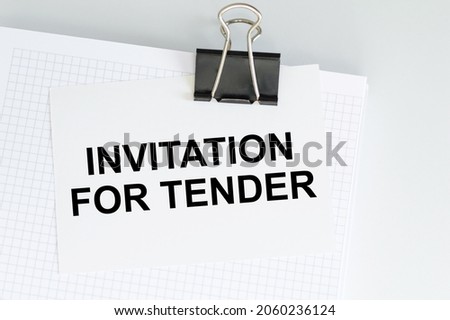 card with text INVITATION FOR TENDER, business concept