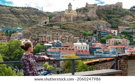 ancient city in Europe. old town in Georgia Tbilisi. old buildings