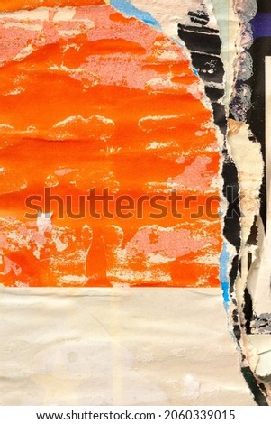 Old ripped torn posters background creased crumpled grungy paper backdrop urban street placard