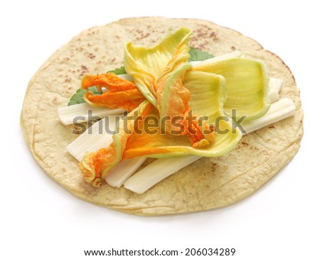 squash blossom quesadillas, Mexican food, quesadillas de flor de calabaza