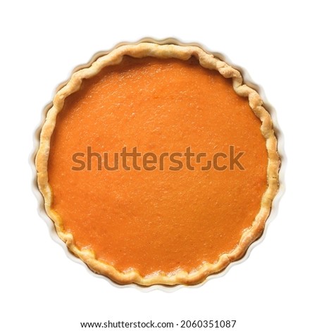 Pumpkin Pie isolated on white background. Thanksgiving Day traditional American food.