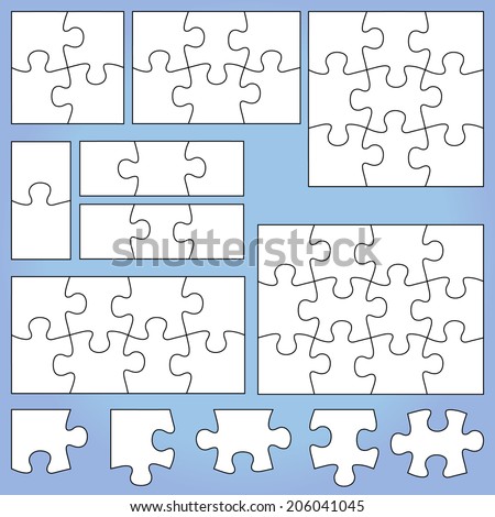 Puzzle set: 1, 2, 3, 4, 6, 8, 9, 12 pieces Royalty-Free Stock Photo #206041045