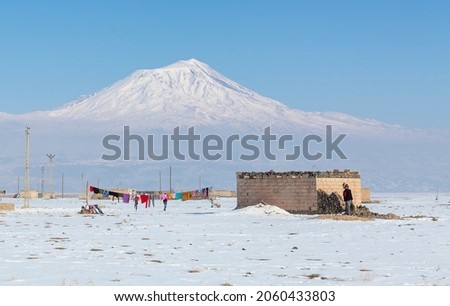 cold winter conditions and background,Mount Ararat, Agri, Turkey