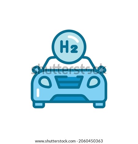 Transport uses H2 color line icon. Hydrogen energy. Isolated vector element. Outline pictogram for web page, mobile app, promo