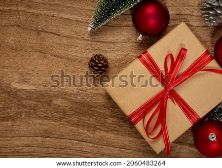 Composition with Christmas decorations in the interior. On a wooden background