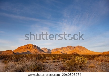 Chisos Mountains from Big Bend Valley wilderness area Royalty-Free Stock Photo #2060503274