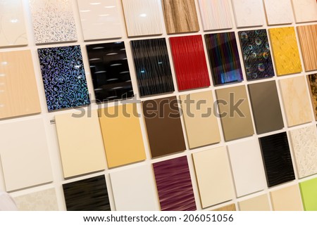 Samples of a ceramic tile in shop Royalty-Free Stock Photo #206051056