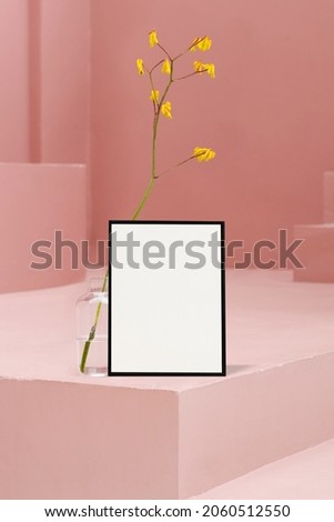Frame by pink stairs and flowers