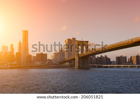 Manhattan Skyline with Brooklyn Bridge, New York City 