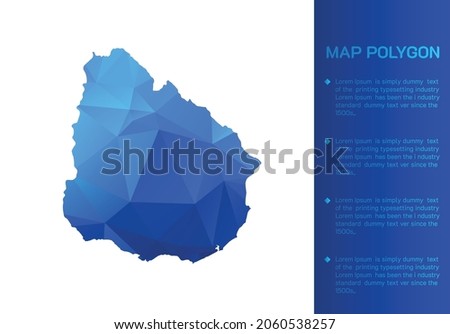 Uruguay map in geometric blue polygonal style modern design on white background. Vector illustration map in geometric blue polygonal style modern design on white background. Vector illustration.